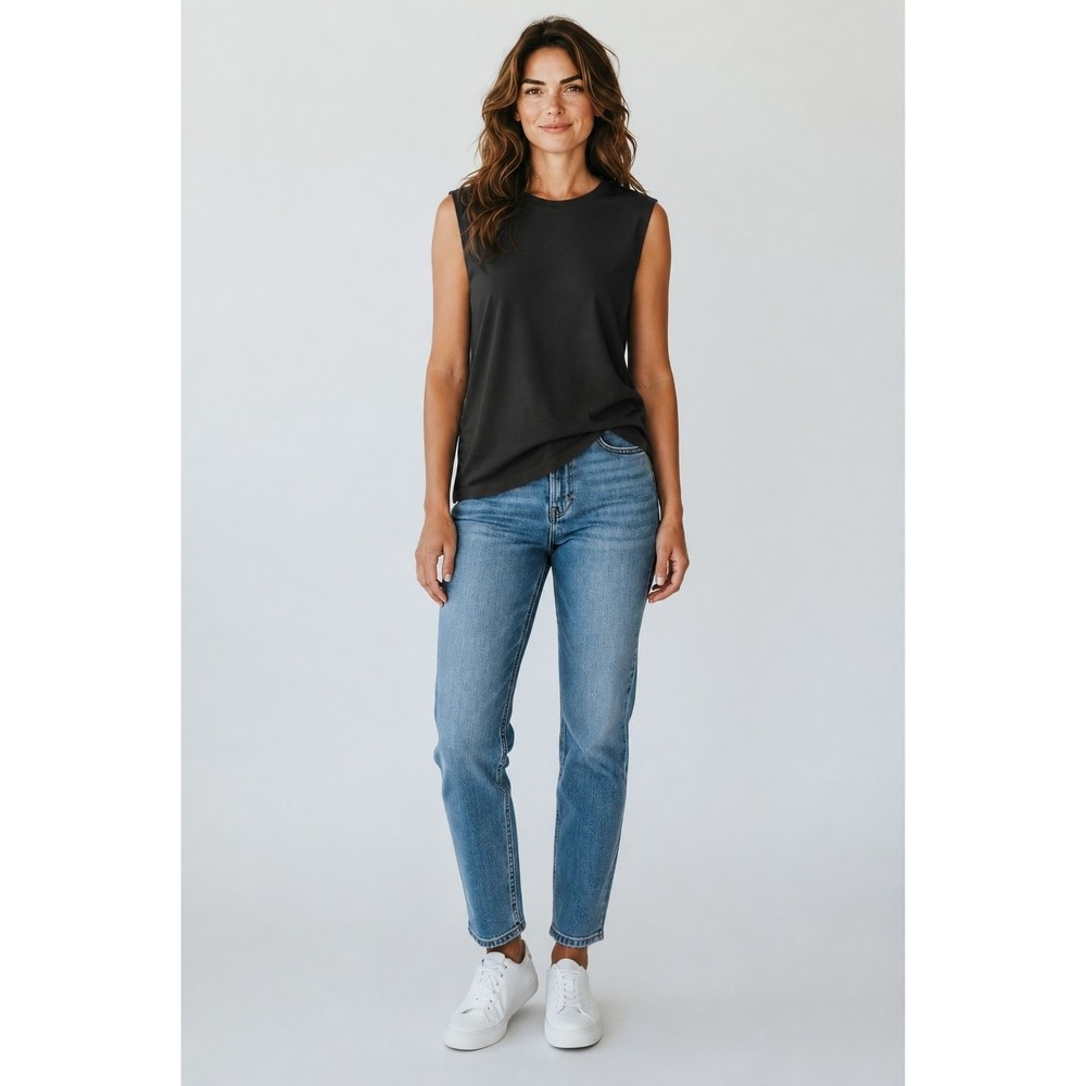 No Boundaries Womens Ribbed Muscle Tank Black Large/12-14 Sleeveless Crew Neck